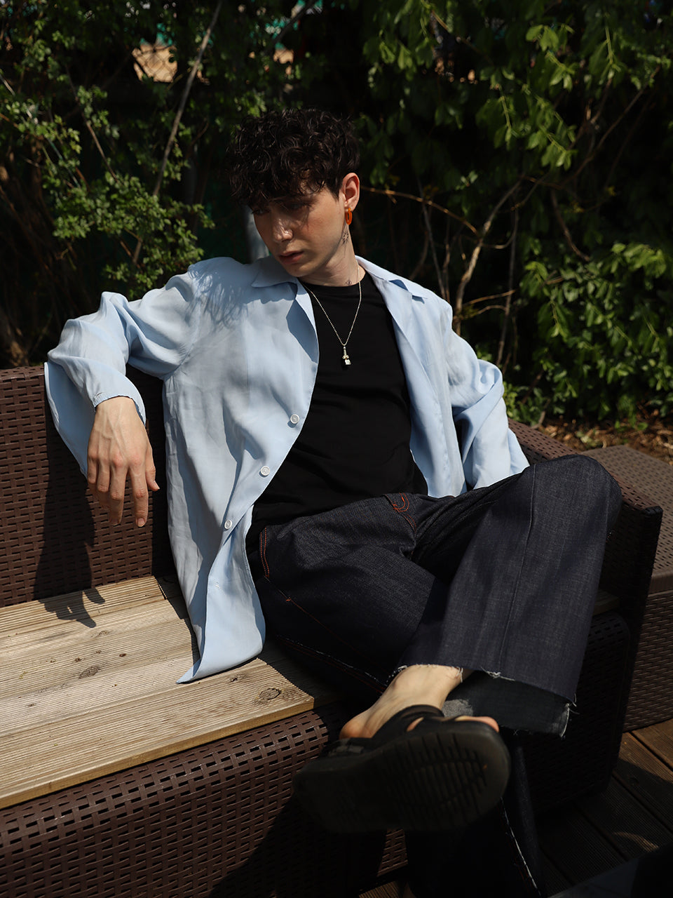 Fluid Sky Blue Long Shirts