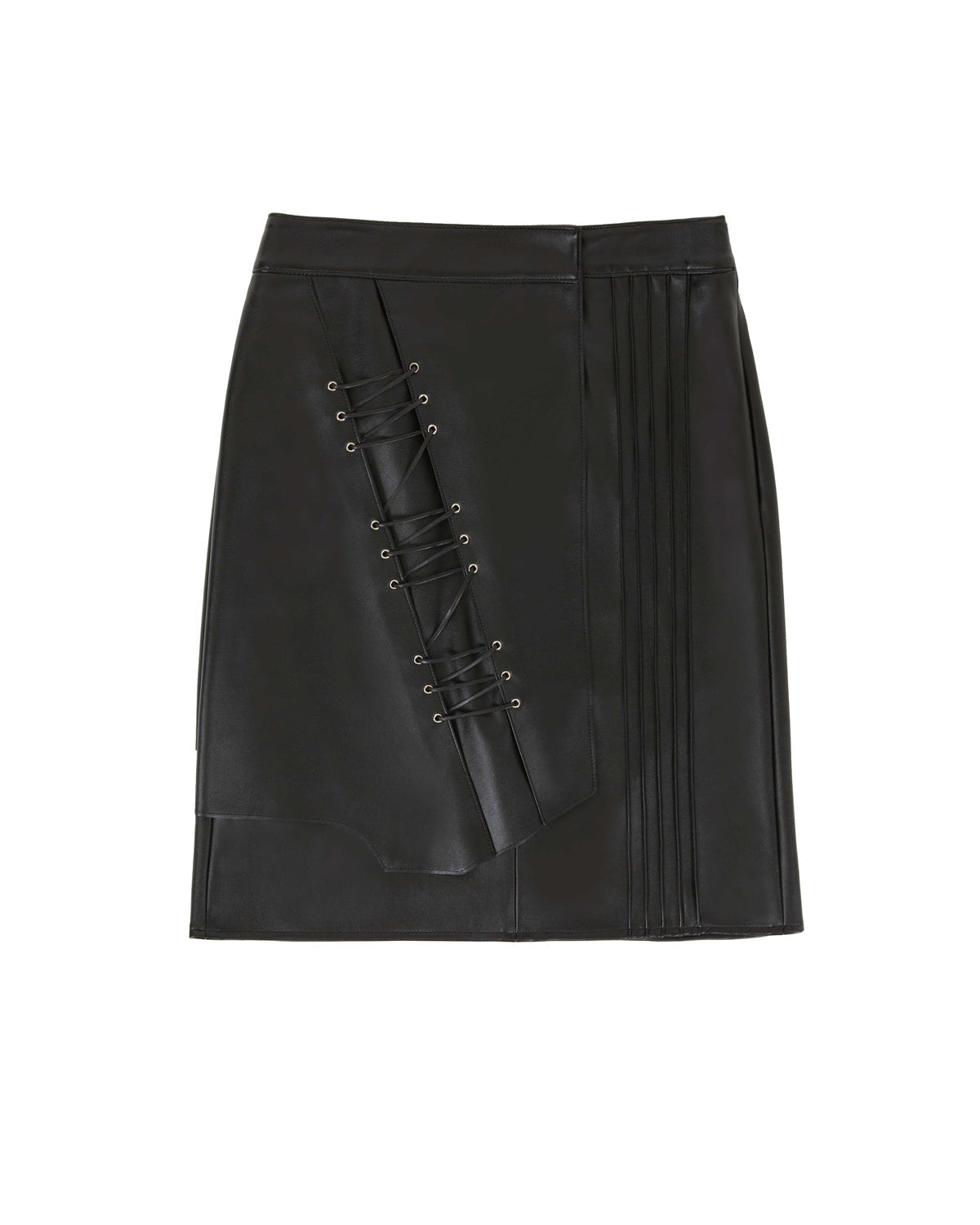 Asymmetry Pintuck Skirt _ Black