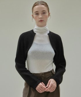 RIBBED KNIT BOLERO_BLACK