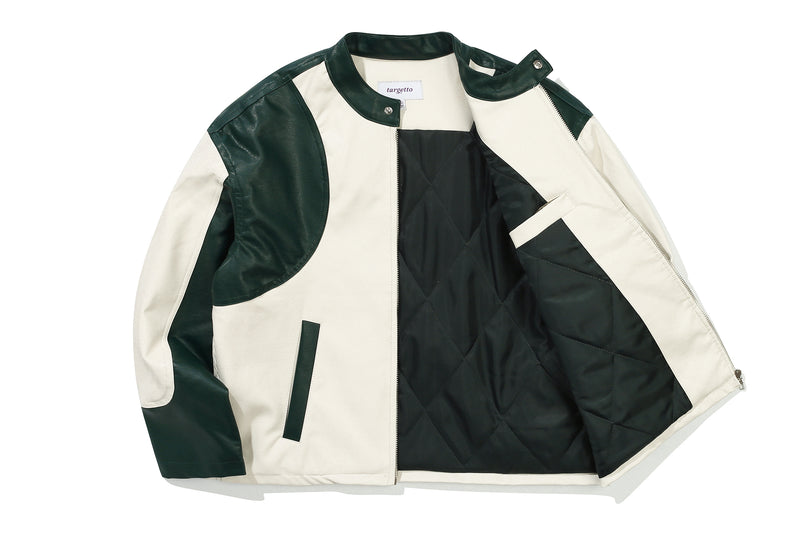 ビーガンレザーレーサージャケット/VEGAN LEATHER RACER JACKET_GREEN