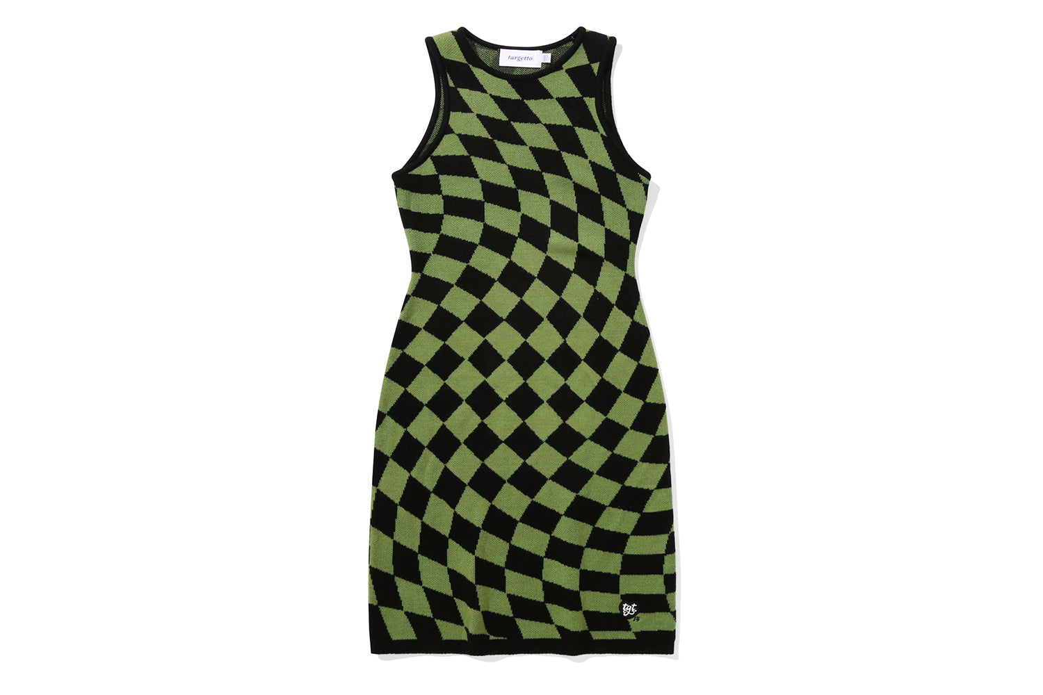 CHECKERBOARD KNIT ONEPIECE(GREEN)