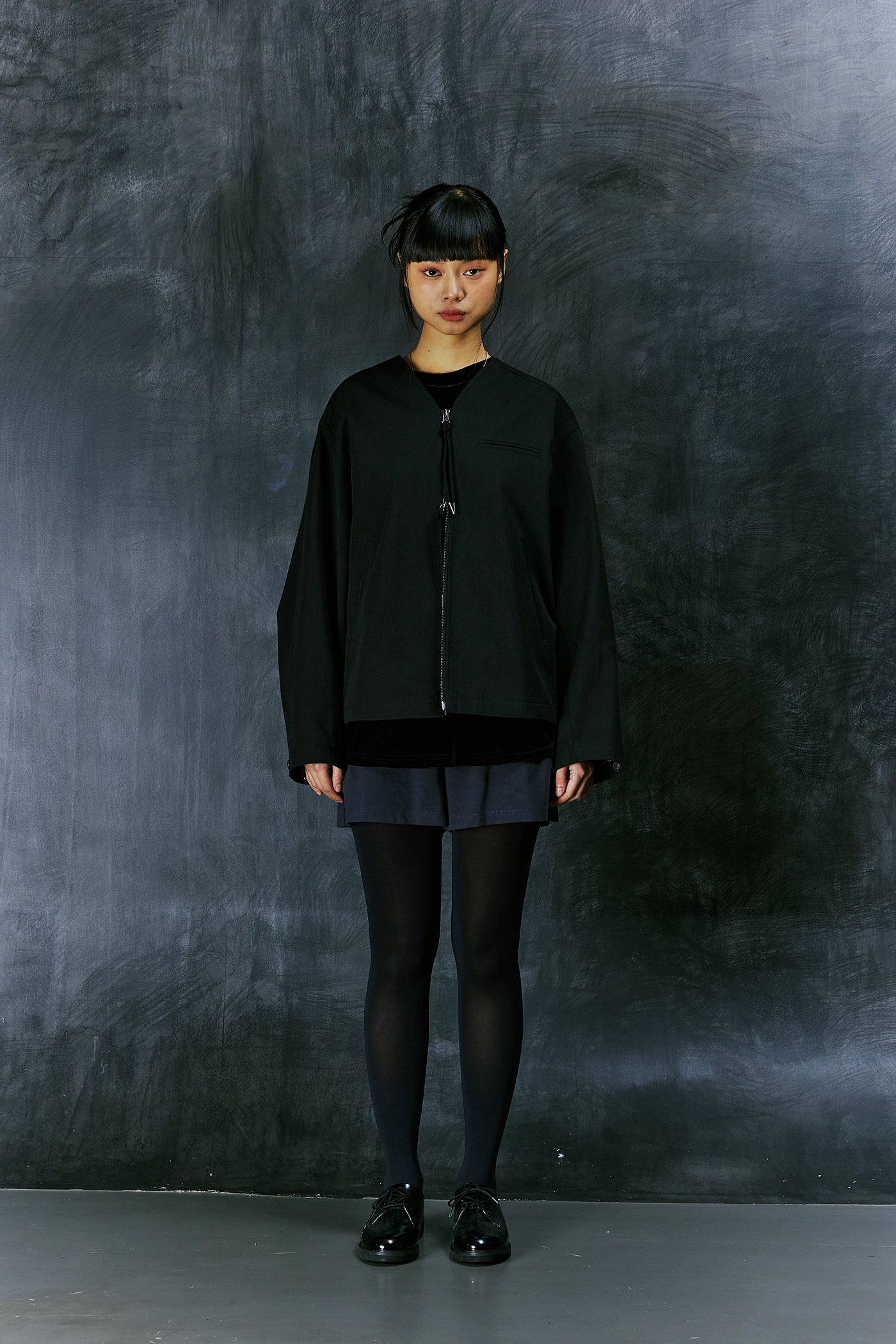 EARTH COTTON Y ZIP-UP JACKET (Black)