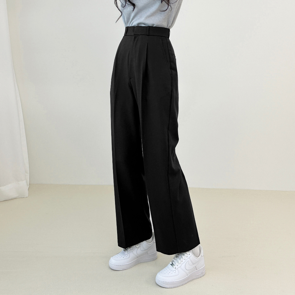 High waist tuck wide slacks