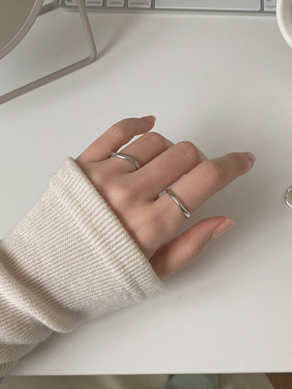 [5 set] simple volume layered ring set 