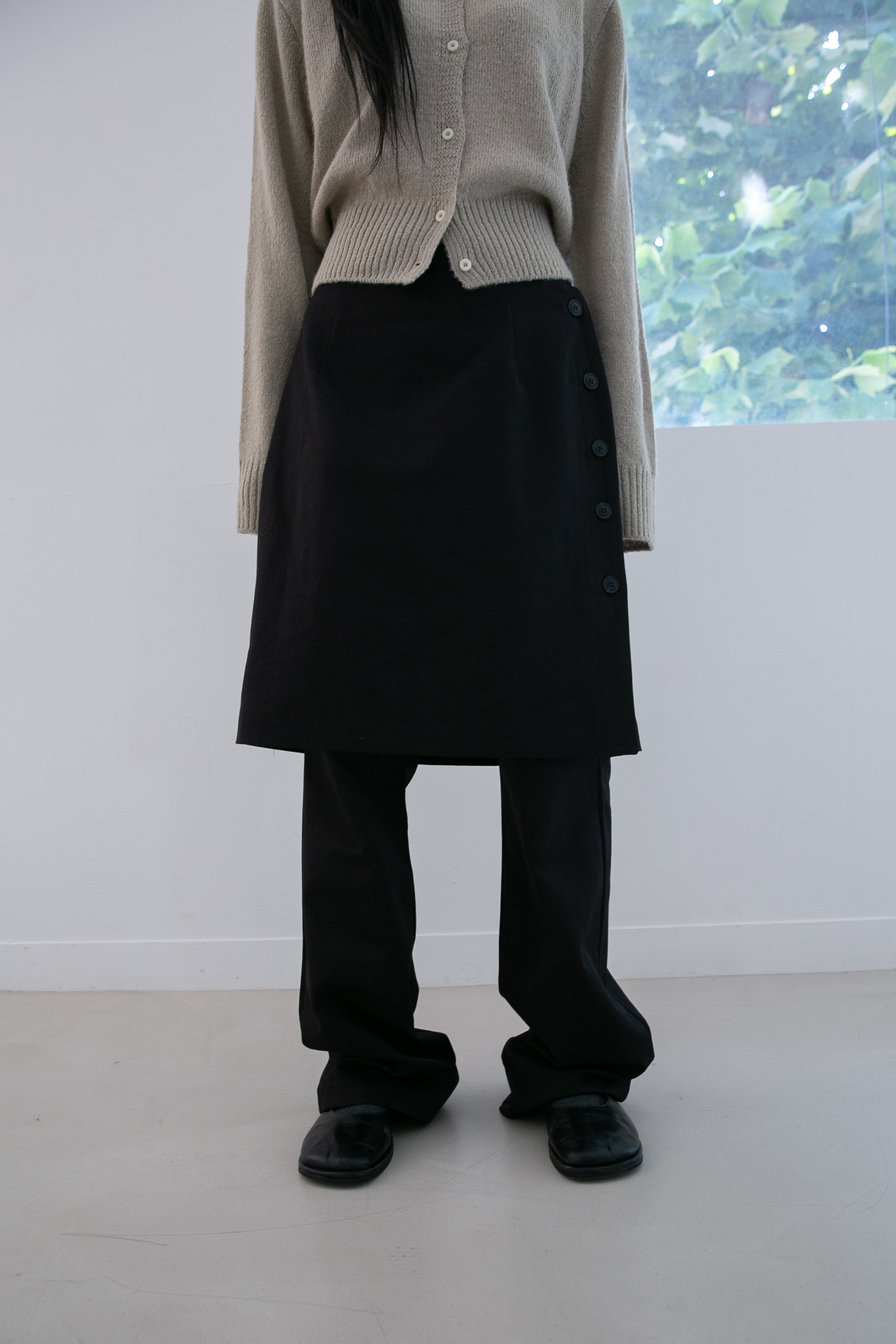 button wrap skirt pants(3colors)