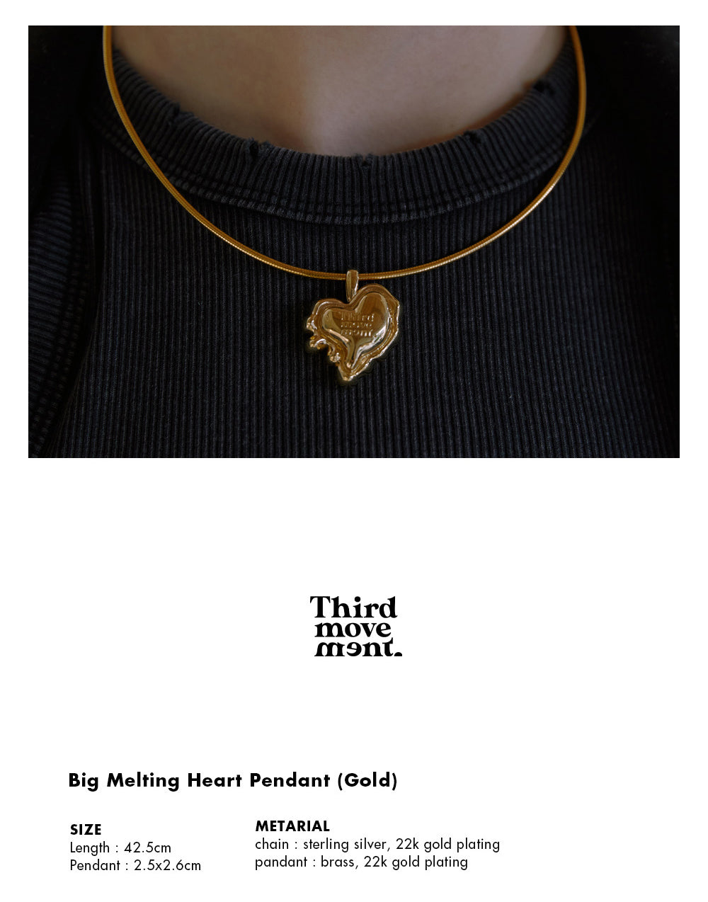 Big Melting Heart Pendant (Gold)