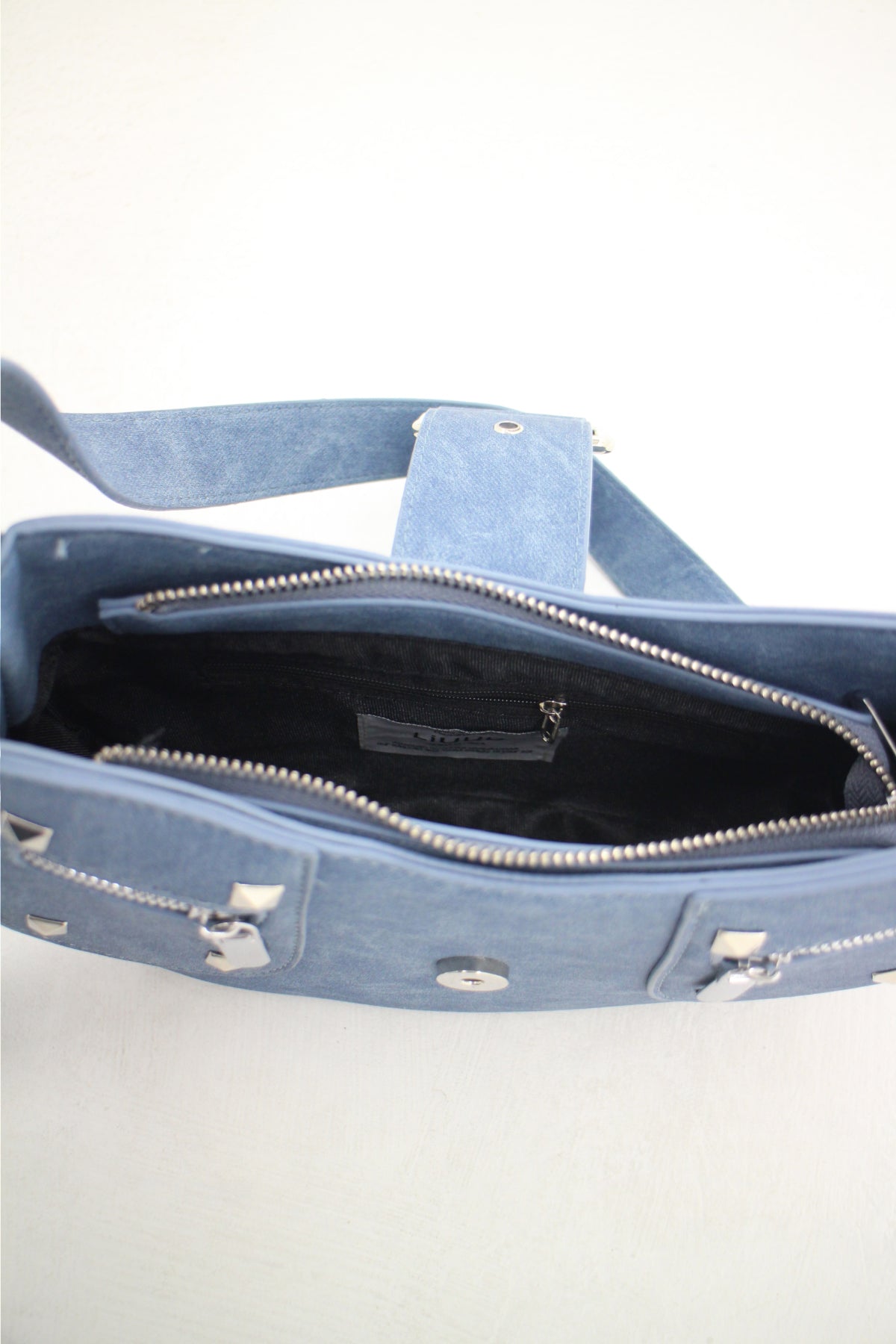 Denim Studded Shoulder Mini Bag (2color)