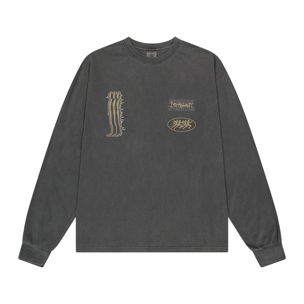 [16s Cotton]RP Pigment Washing Long Sleeve_Charcoal