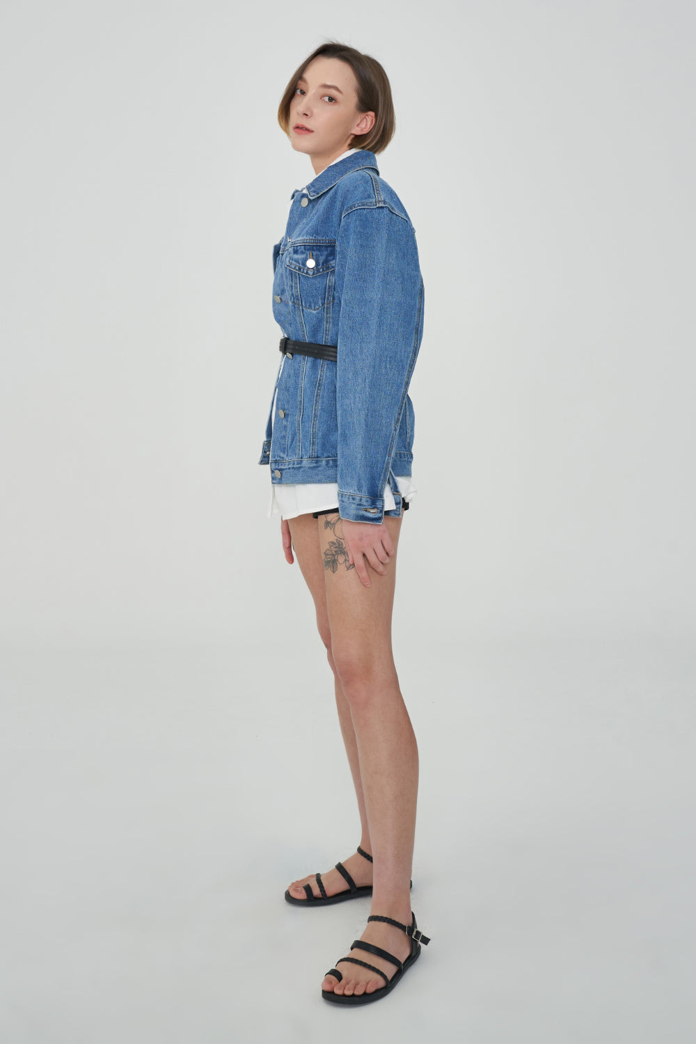 SEMI OVER FIT BELT SET DENIM JACKET [1000]