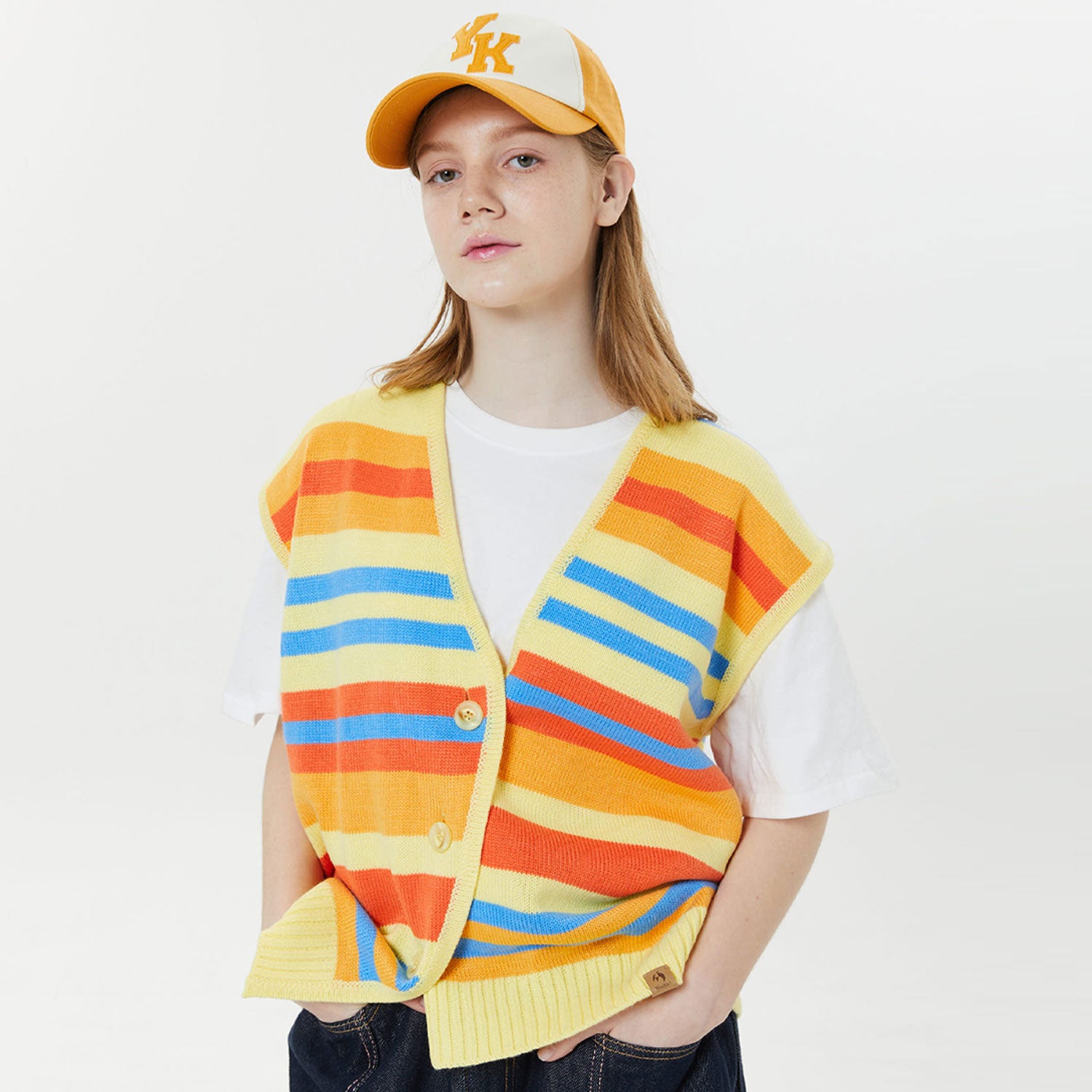 Unbalance stripe vest