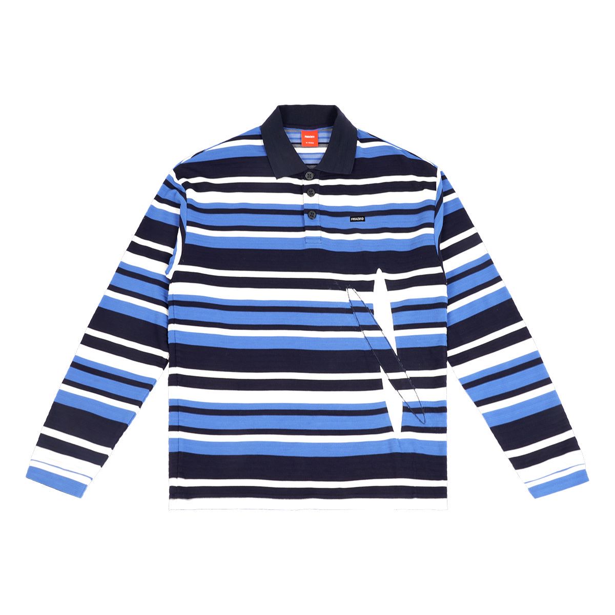 FMACM 23AW Striped Long Sleeve Mismatched Collage Polo Shirt