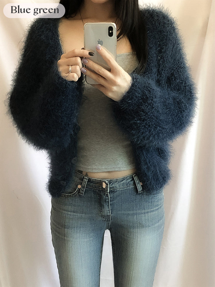 (8color) angel boucle fur cardigan