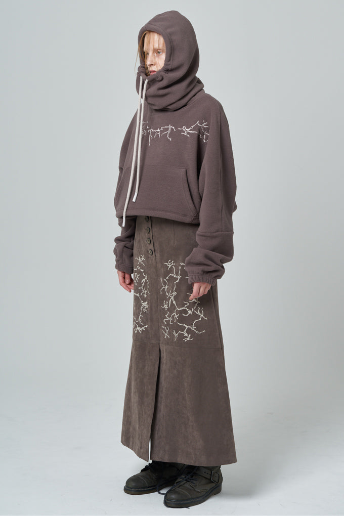 Suede long skirt_brown