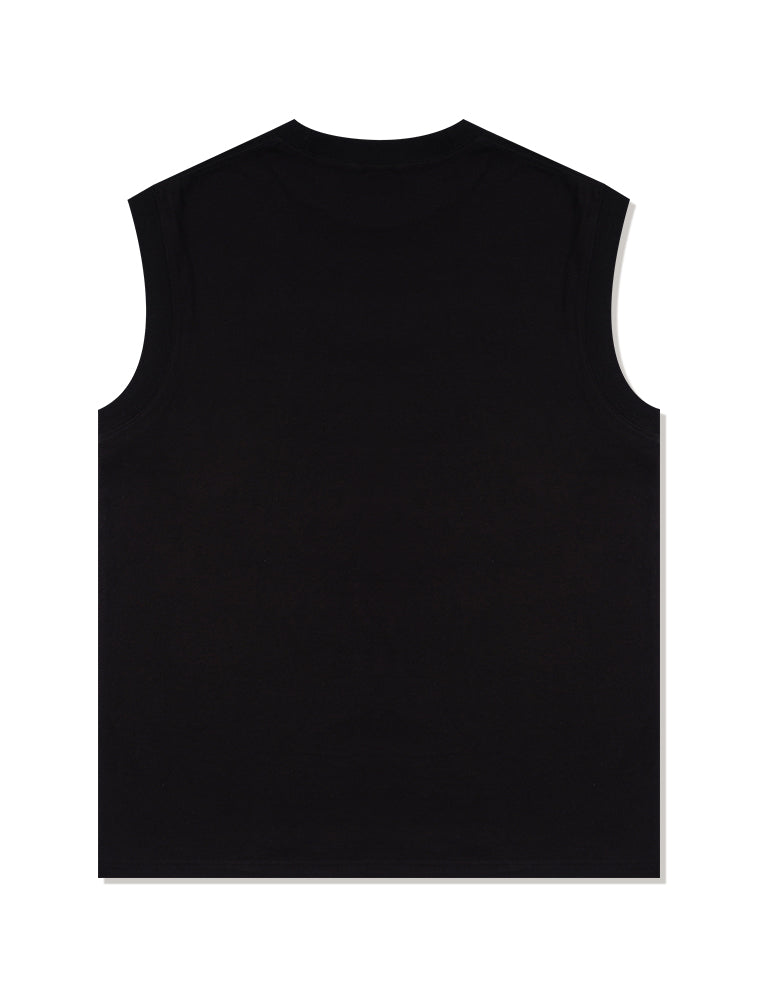  UNISEX Overfit Single Jersey Circle Logo  balpo Print Sleeveles Black(FCD2TS609M)