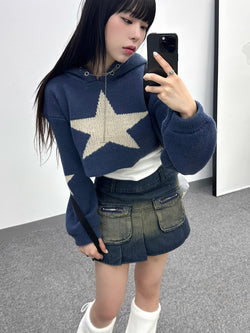 Triple-Star Crop Hood Knitwear