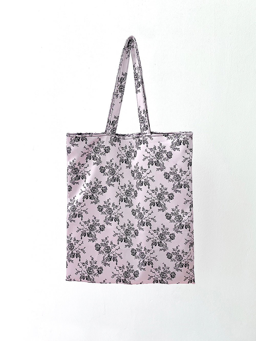 Rose Embroidery Satin Eco-bag (L/Rose Pink)