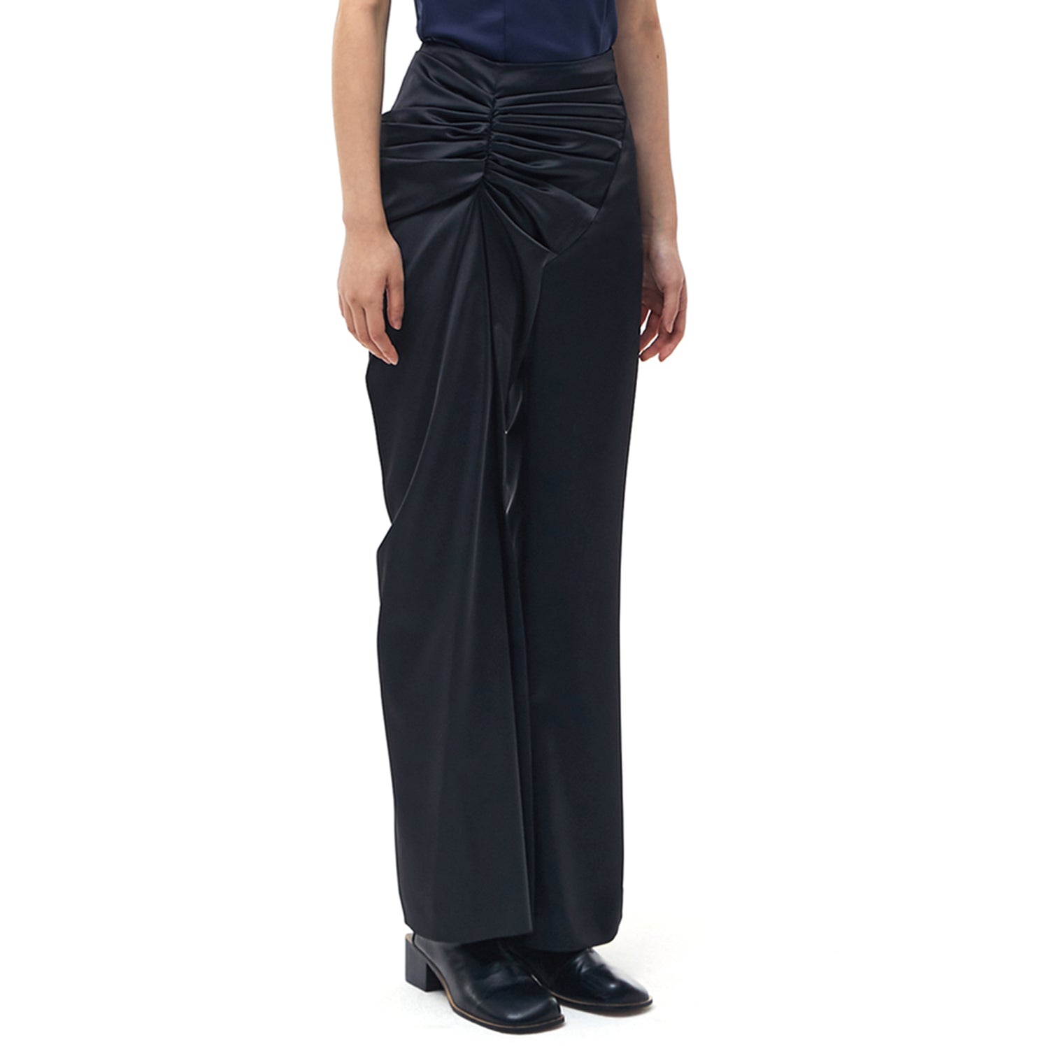 Satin Draped Trousers _ Black