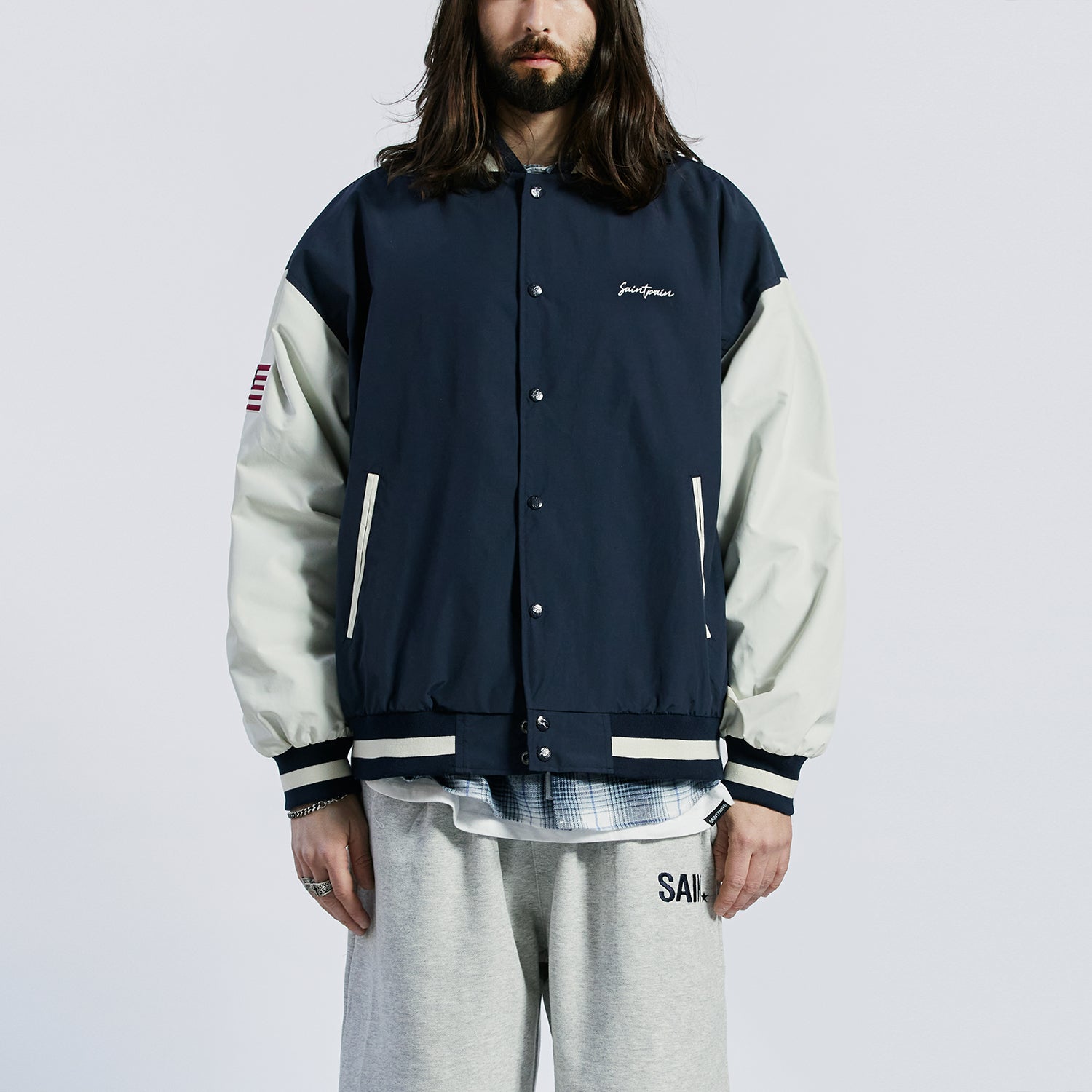 SP NYLON STADIUM JACKET-NAVY