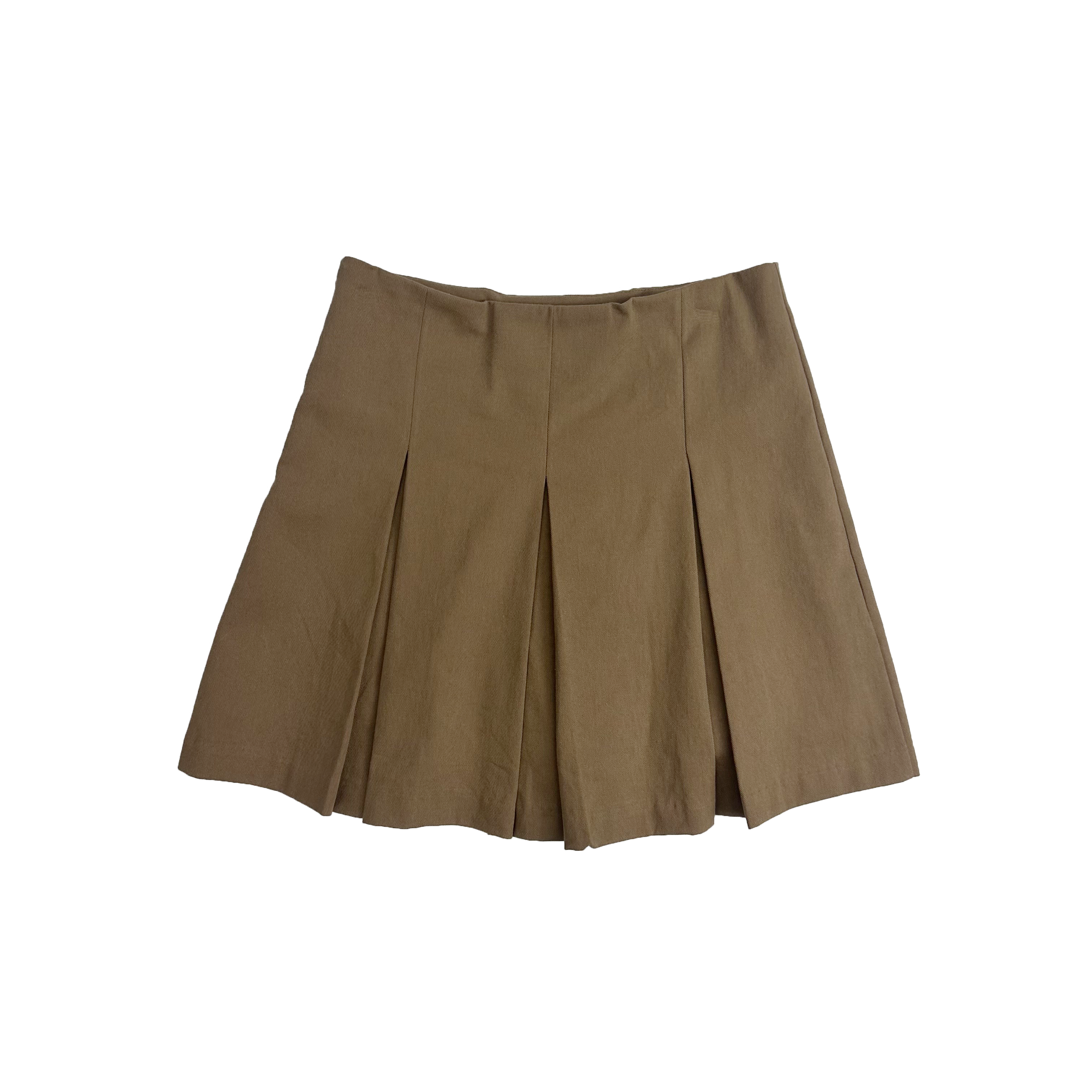 twill high-waist pleats skirt