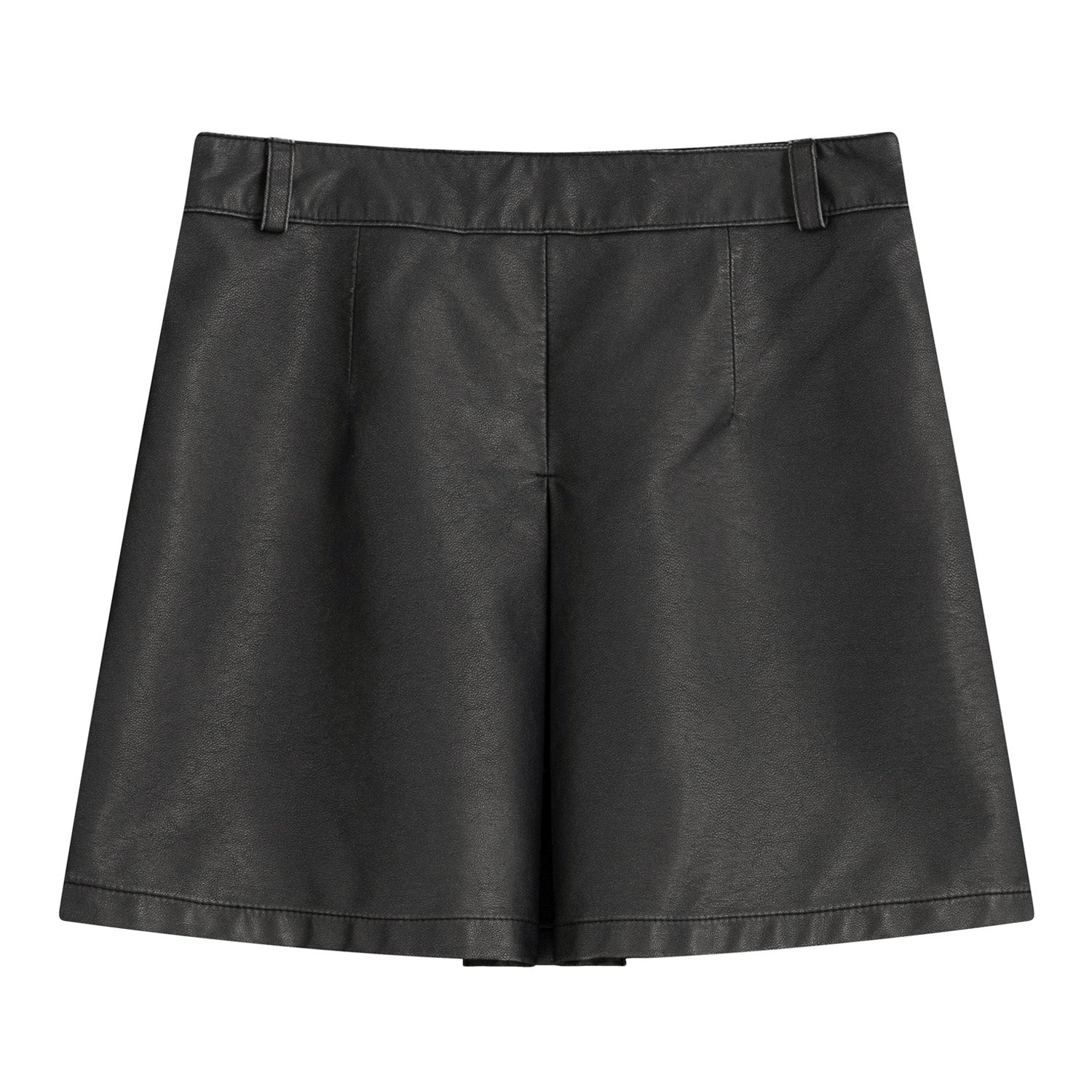 Washed Slit Leathery Skirt (Black)