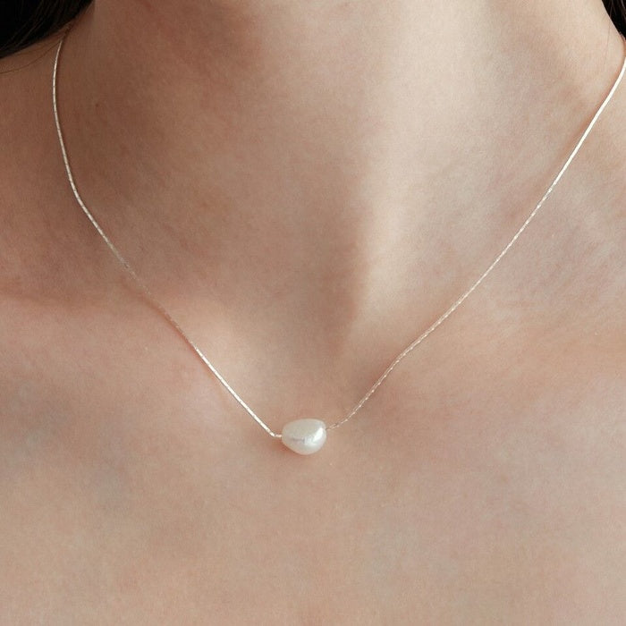 [925 SILVER] Bright Pearl Necklace A (Silver925)