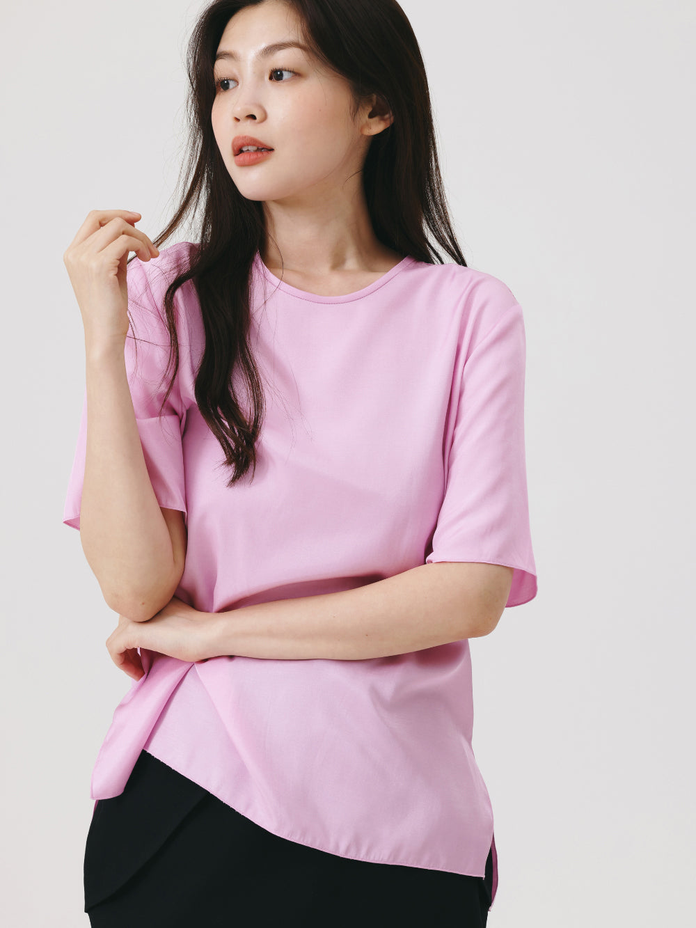 SATIN SLIT BLOUSE (3color)