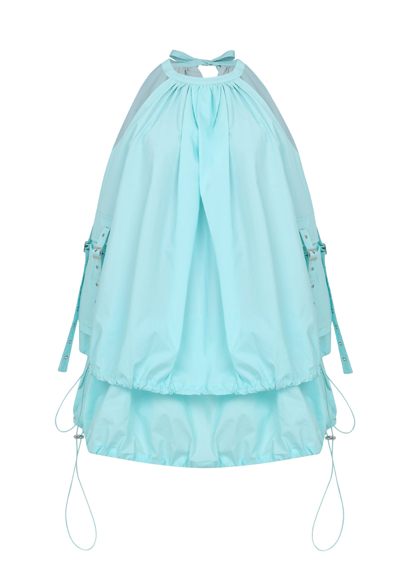 POCKET BALLOON MINI DRESS (AQUA)