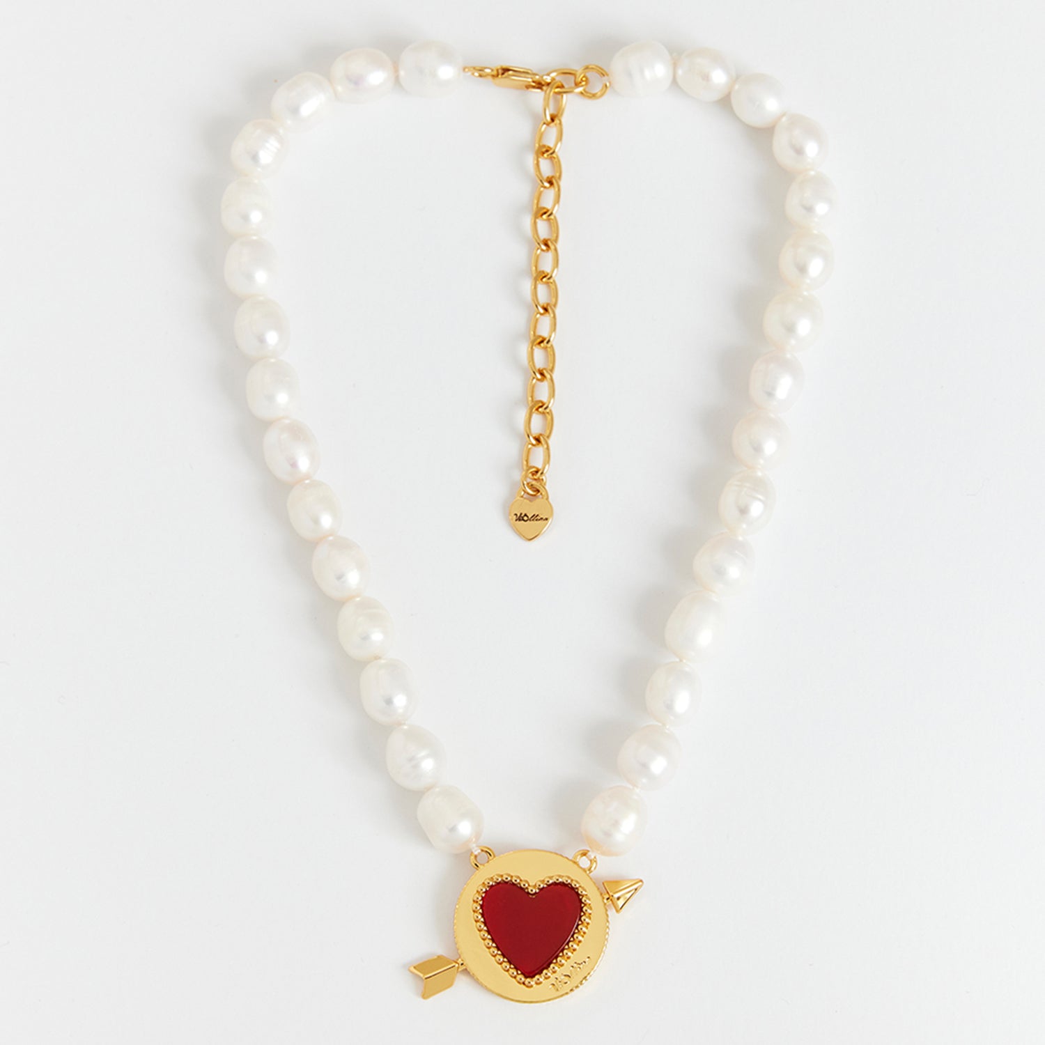 Cupid Heart Pearl Necklace_Gold