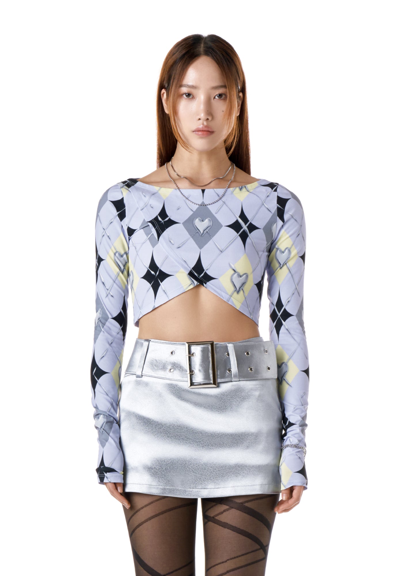 CHROME ARGYLE CROP TOP (BLUE)