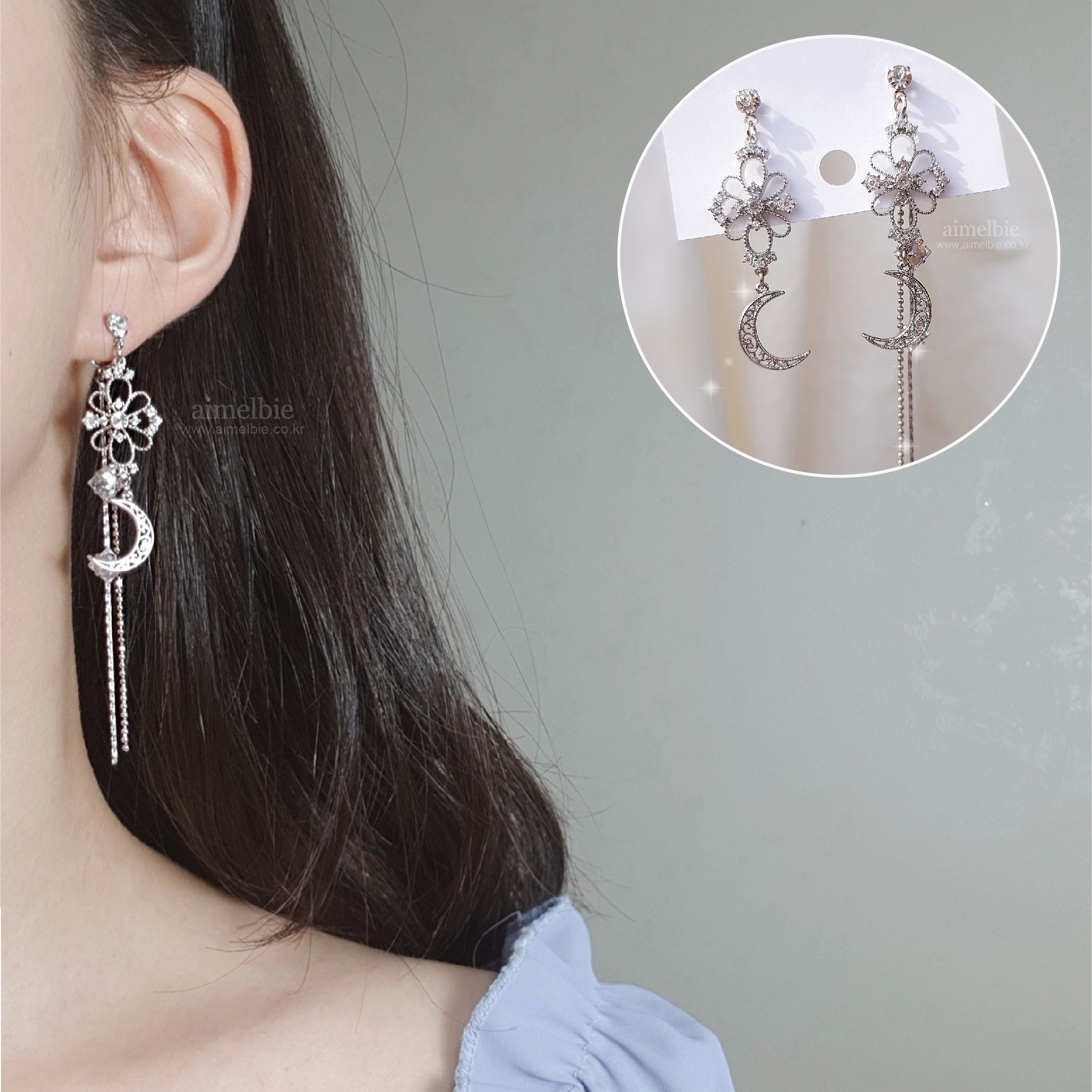  Art Nouveau Moon Earring (Billlie Tsuki, Park Eunbin, Apink Eunji Earring)