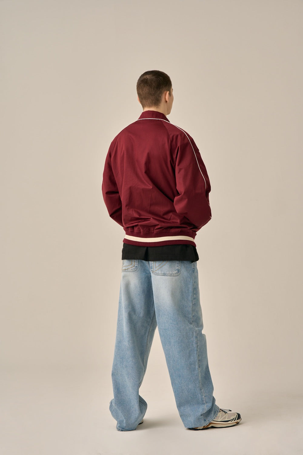 BIG LOGO PIPING BLOUSON - BURGUNDY