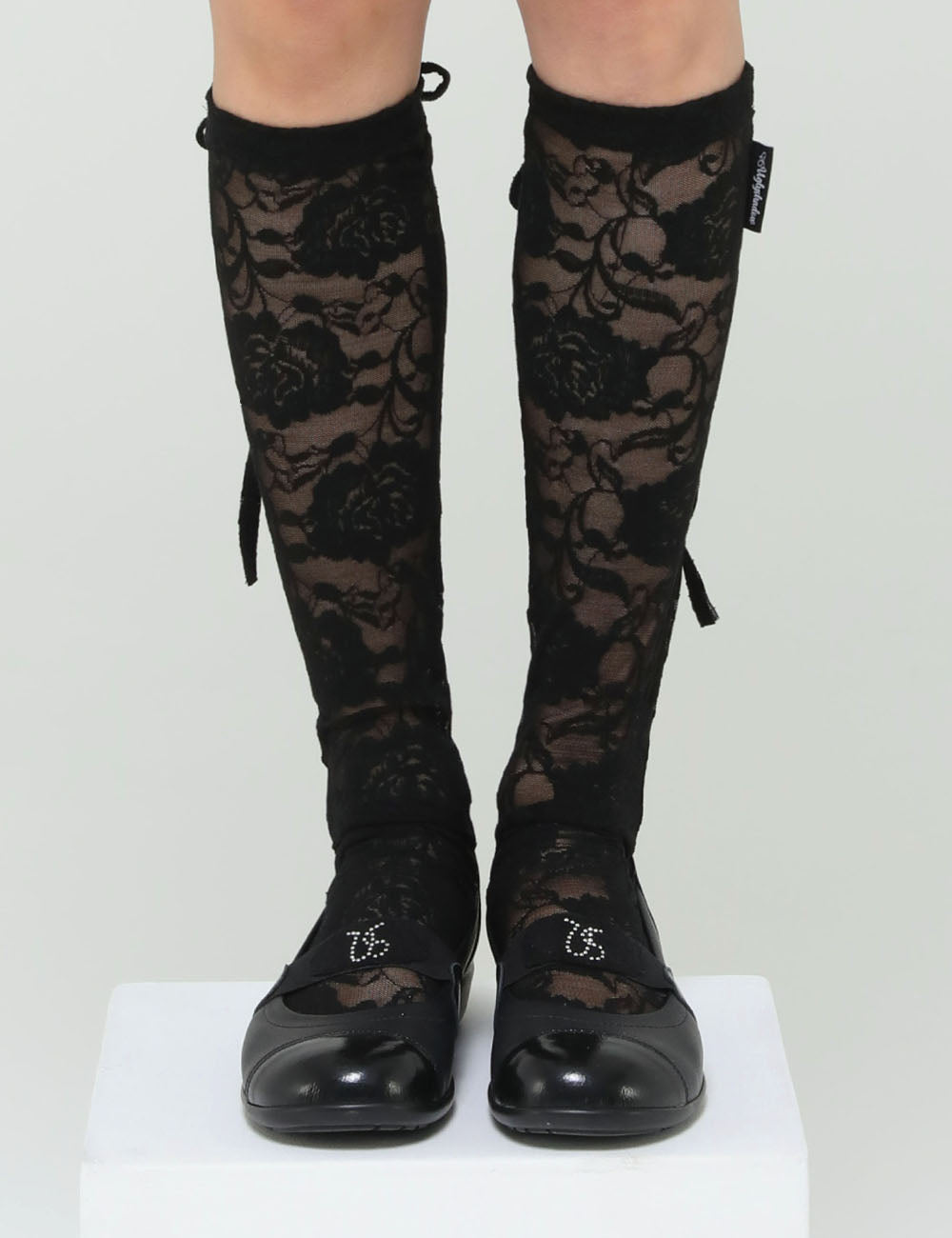 ROSE LACE LONG SOCKS(BLACK)