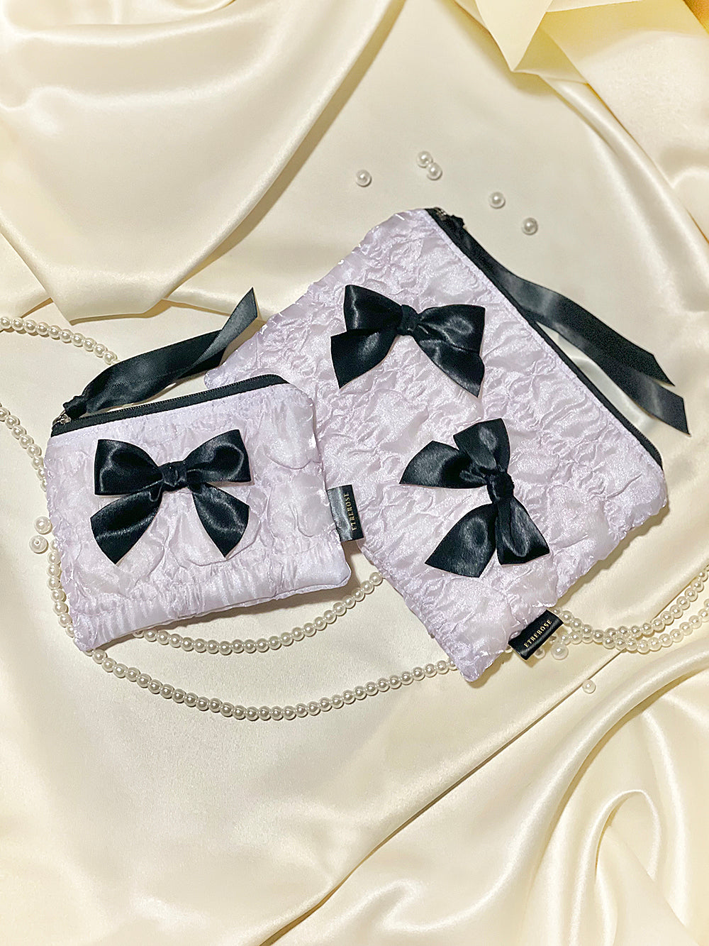 Glossy Organza Ribbon Zip-pouch (SET