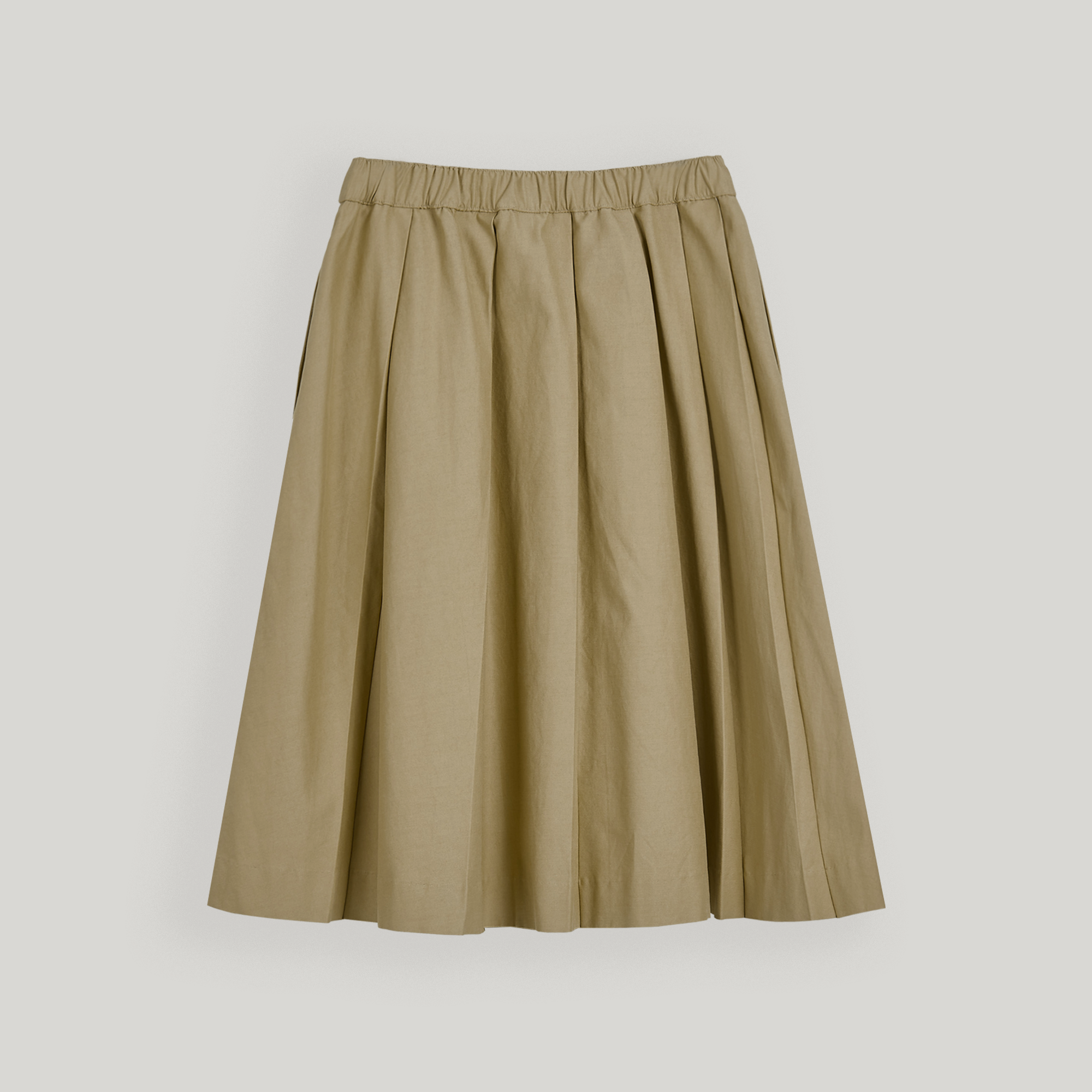 Beige Double Pleats Skirt