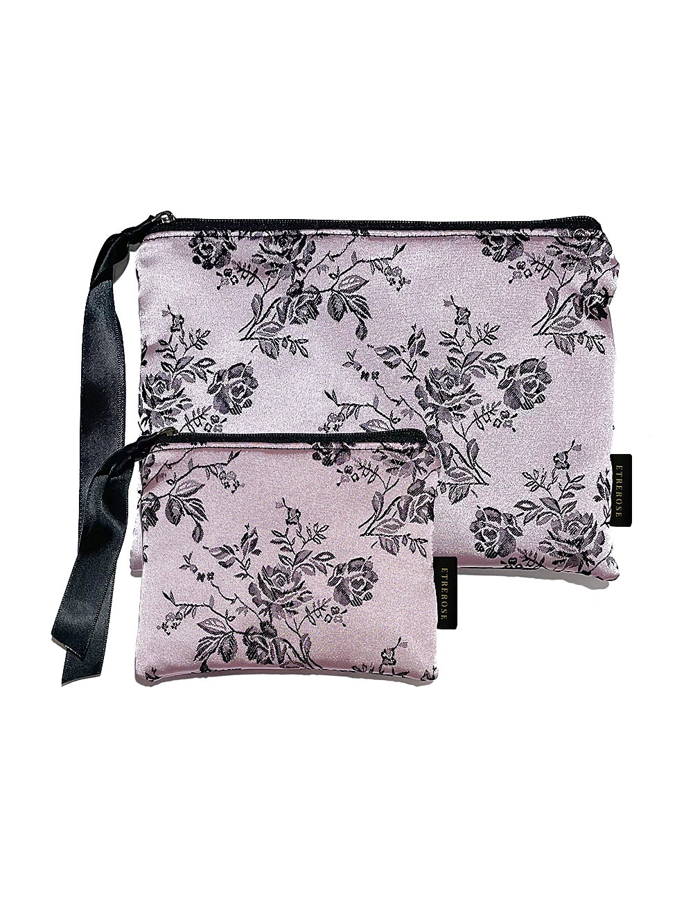 Rose Embroidery Satin Zip-pouch (SET/3color)