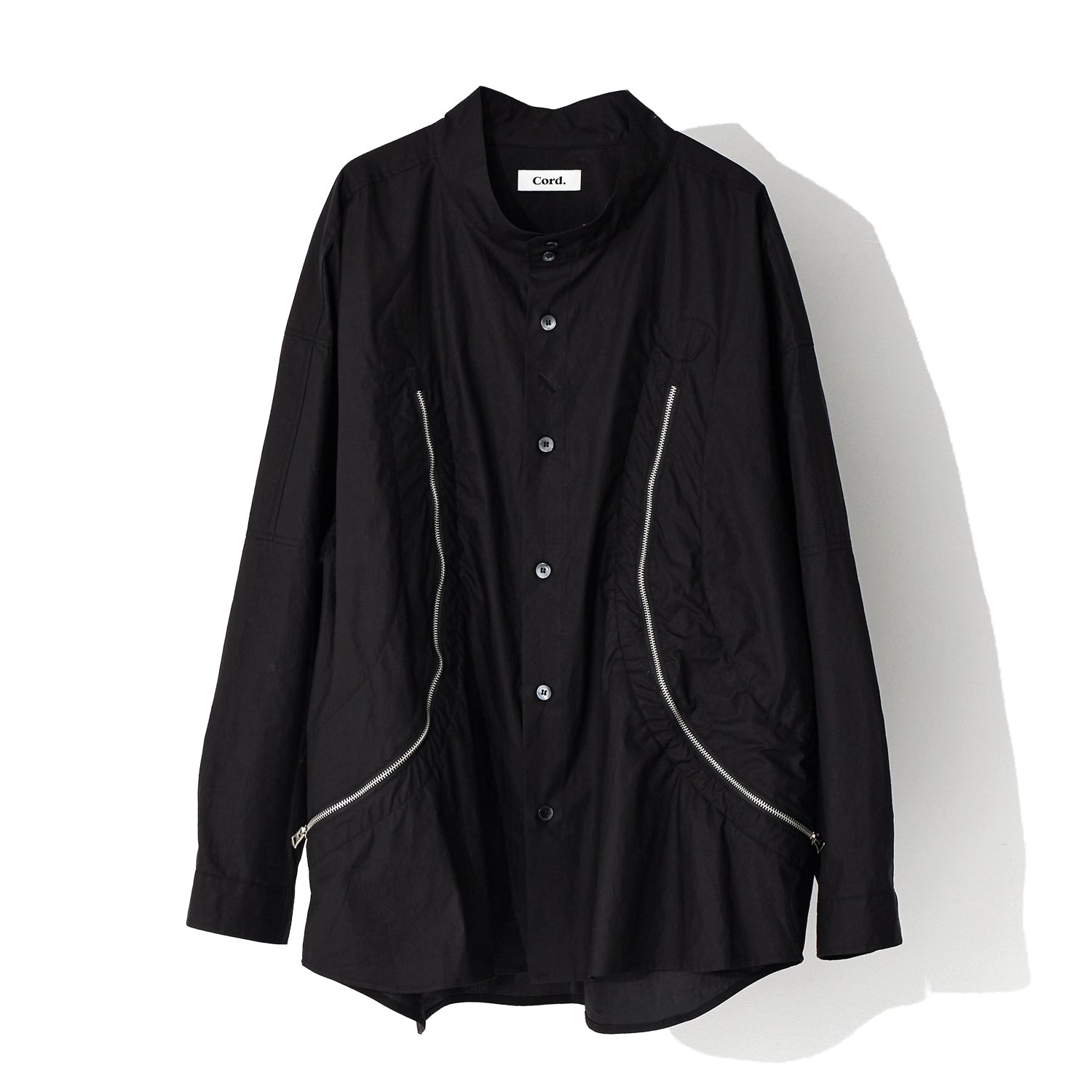 REXION CURVED ZIP-OVER SHIRT_BK