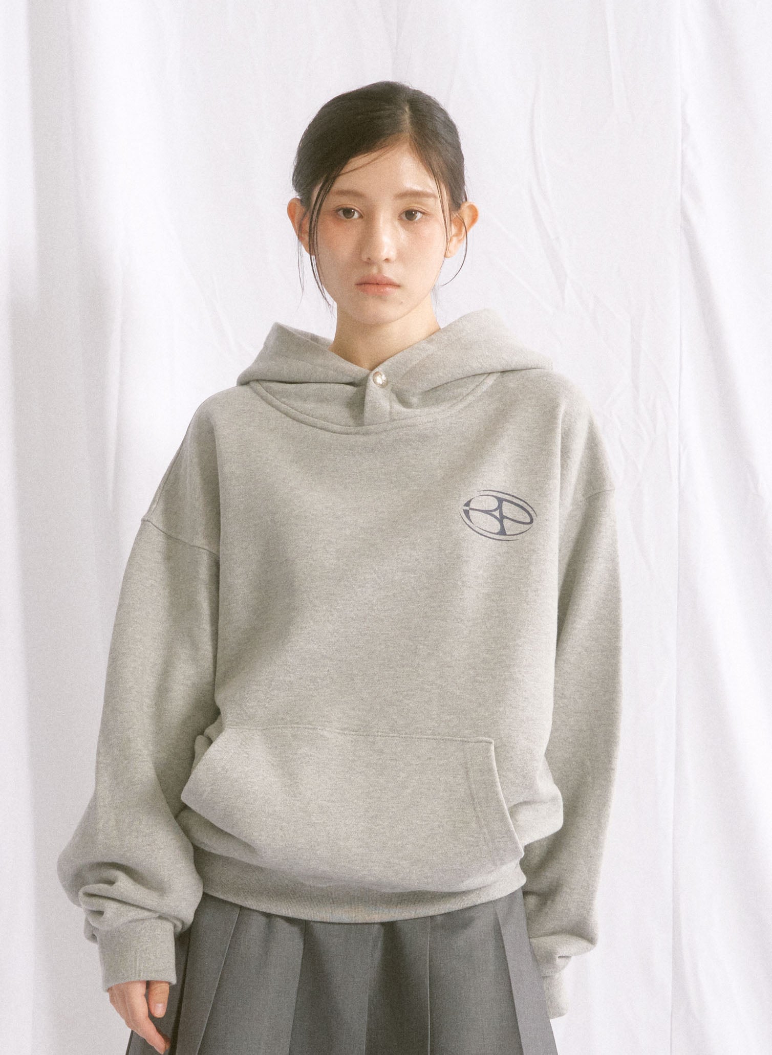 SYMBOL LOGO OVERFIT HOODIE MELANGE GREY