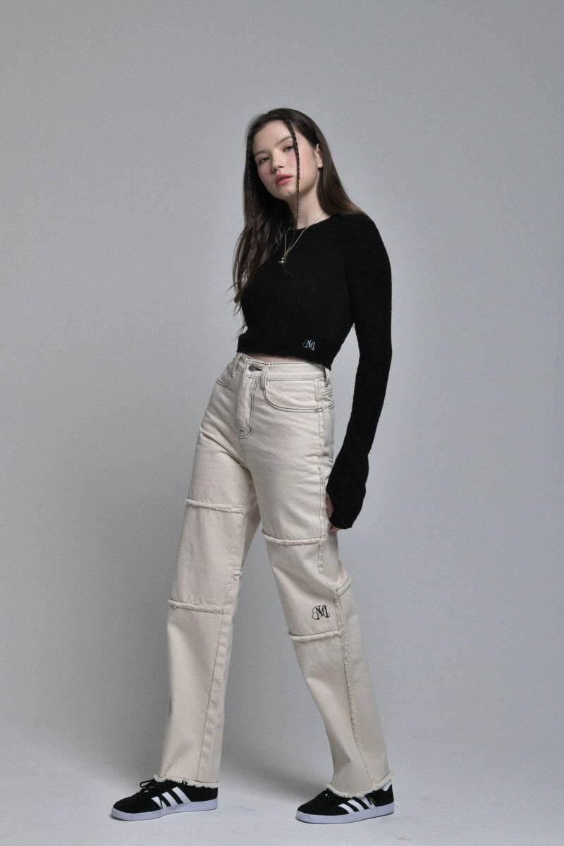 stitch cotton pants (ivory)