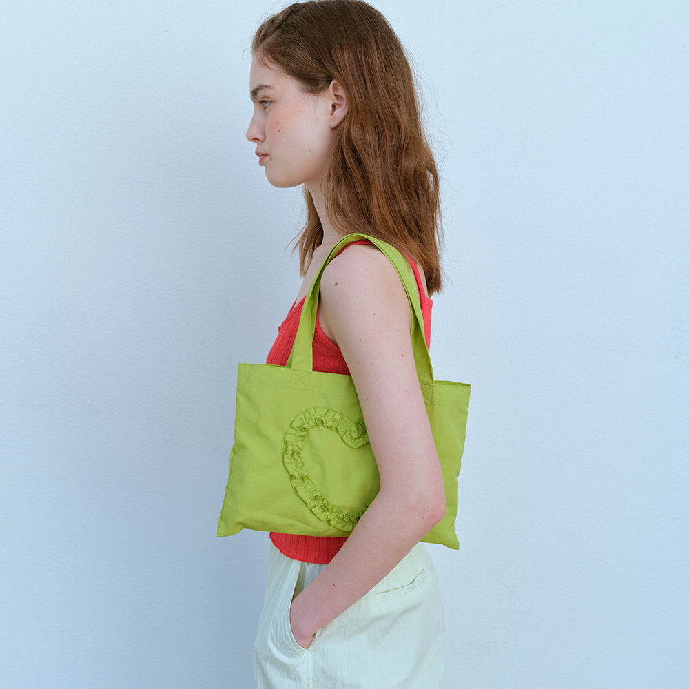  FRILL HEART MINI BAG, LIME PUNCH