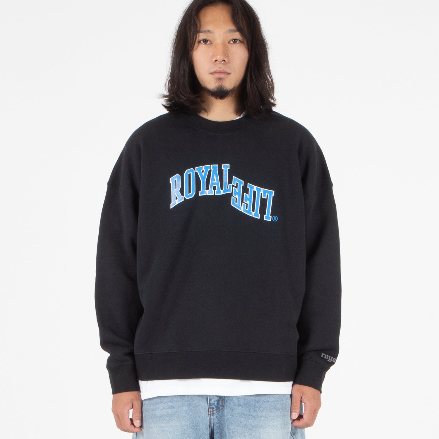 RLCN1003 Reverse Varsity Logo Sweat Shirt - Black