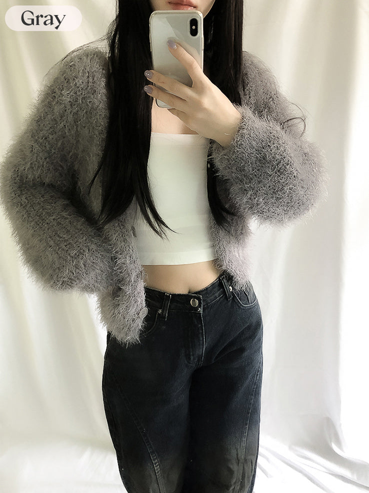 (8color) angel boucle fur cardigan