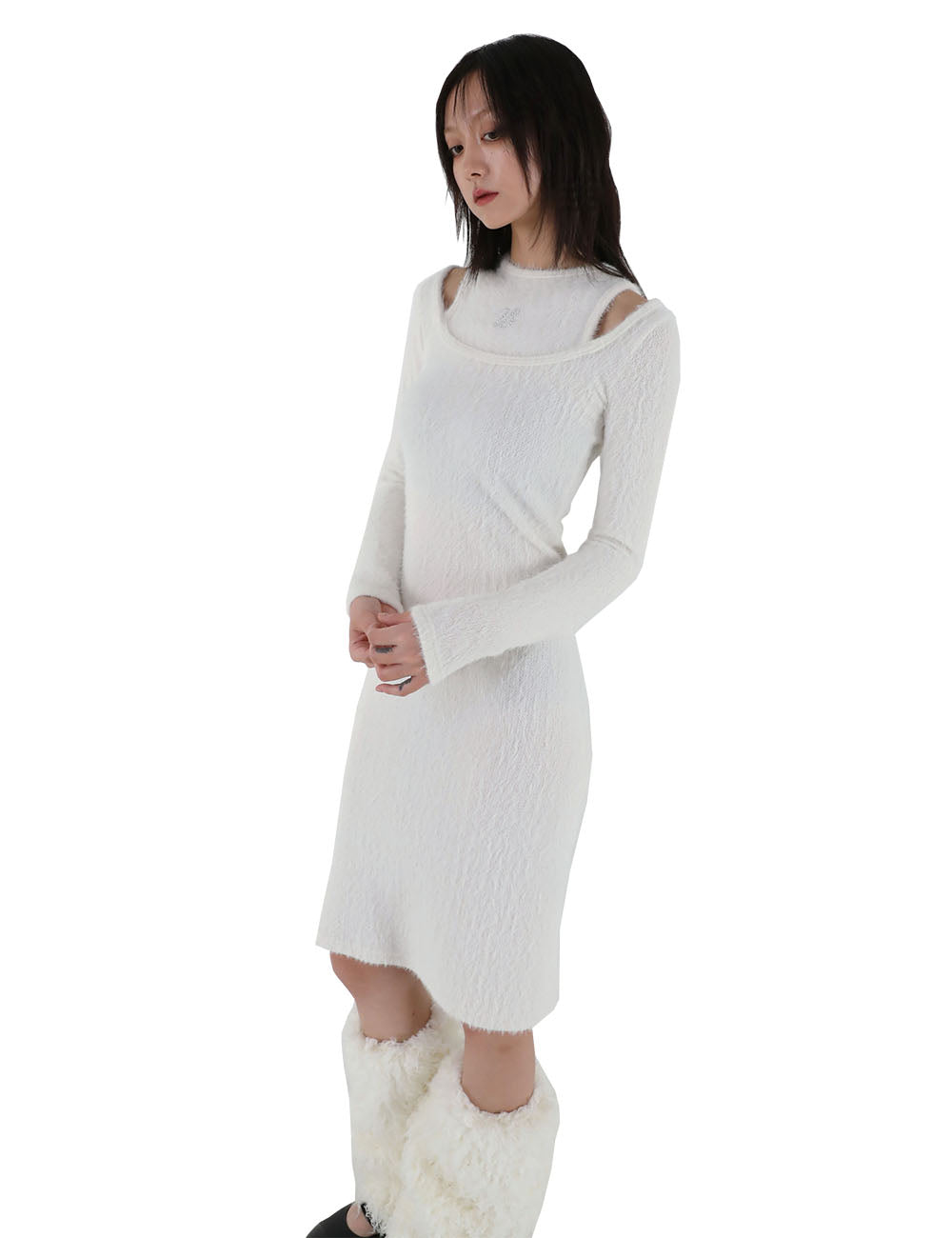 ANGORA SLIM DRESS(IVORY)