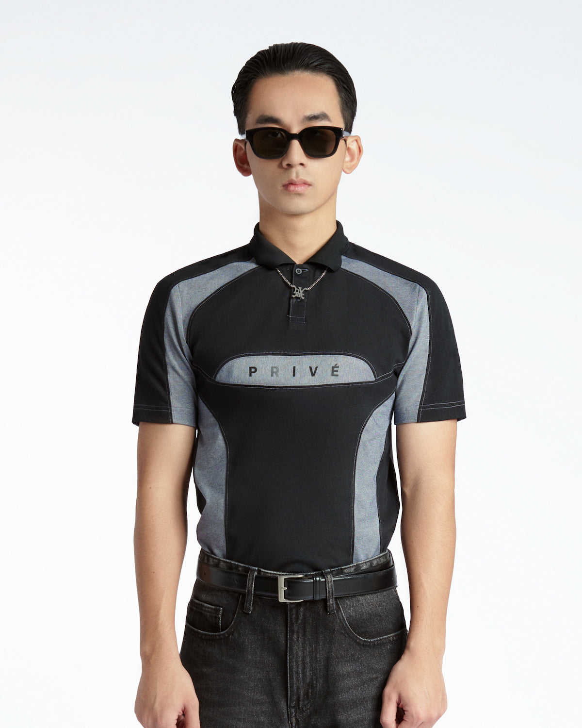 DVRK PRIVÉ TWO-TONE SLIM FIT POLO - BLACK