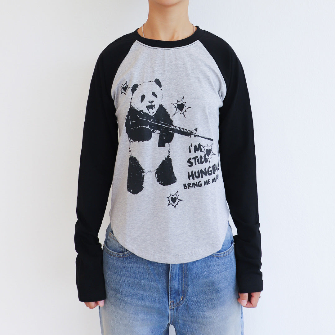 HUNGRY PANDA Raglan long-sleeved (GRAY)