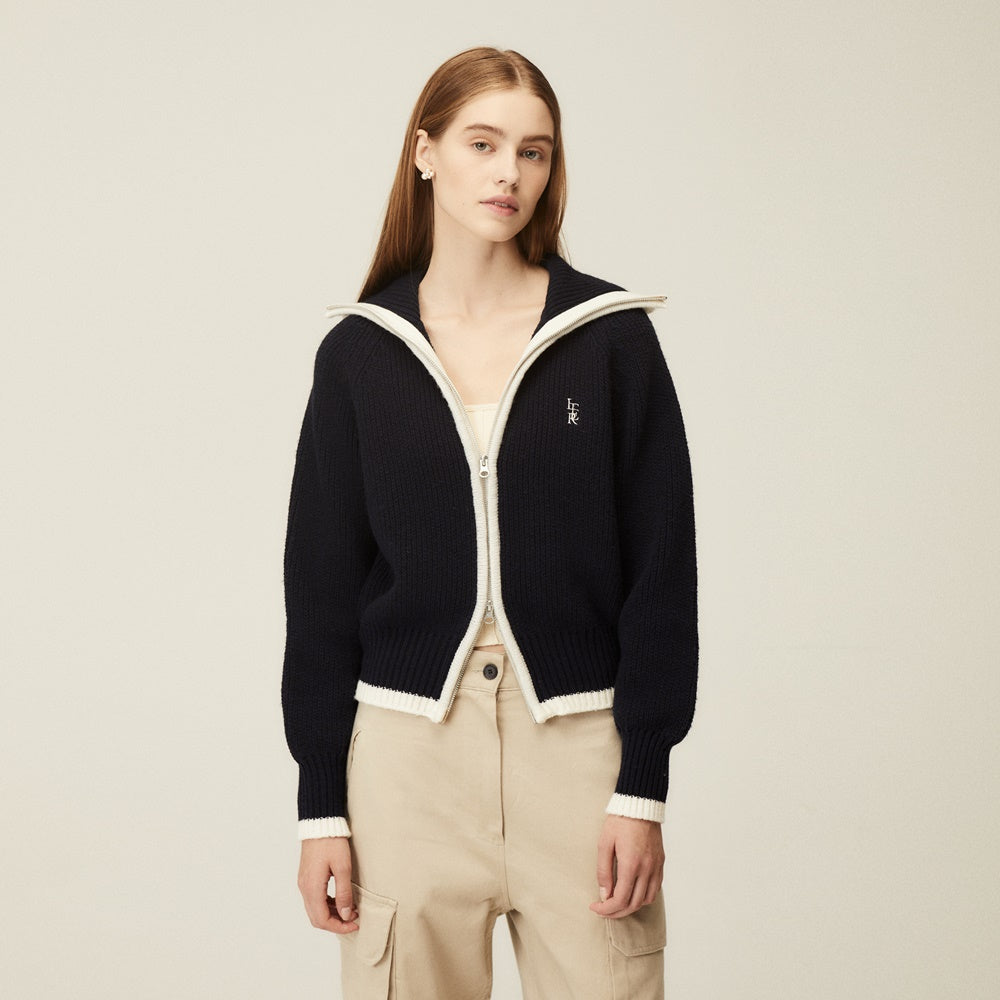 オープンジップカーディガン/OPEN ZIPPED CARDIGAN_NAVY