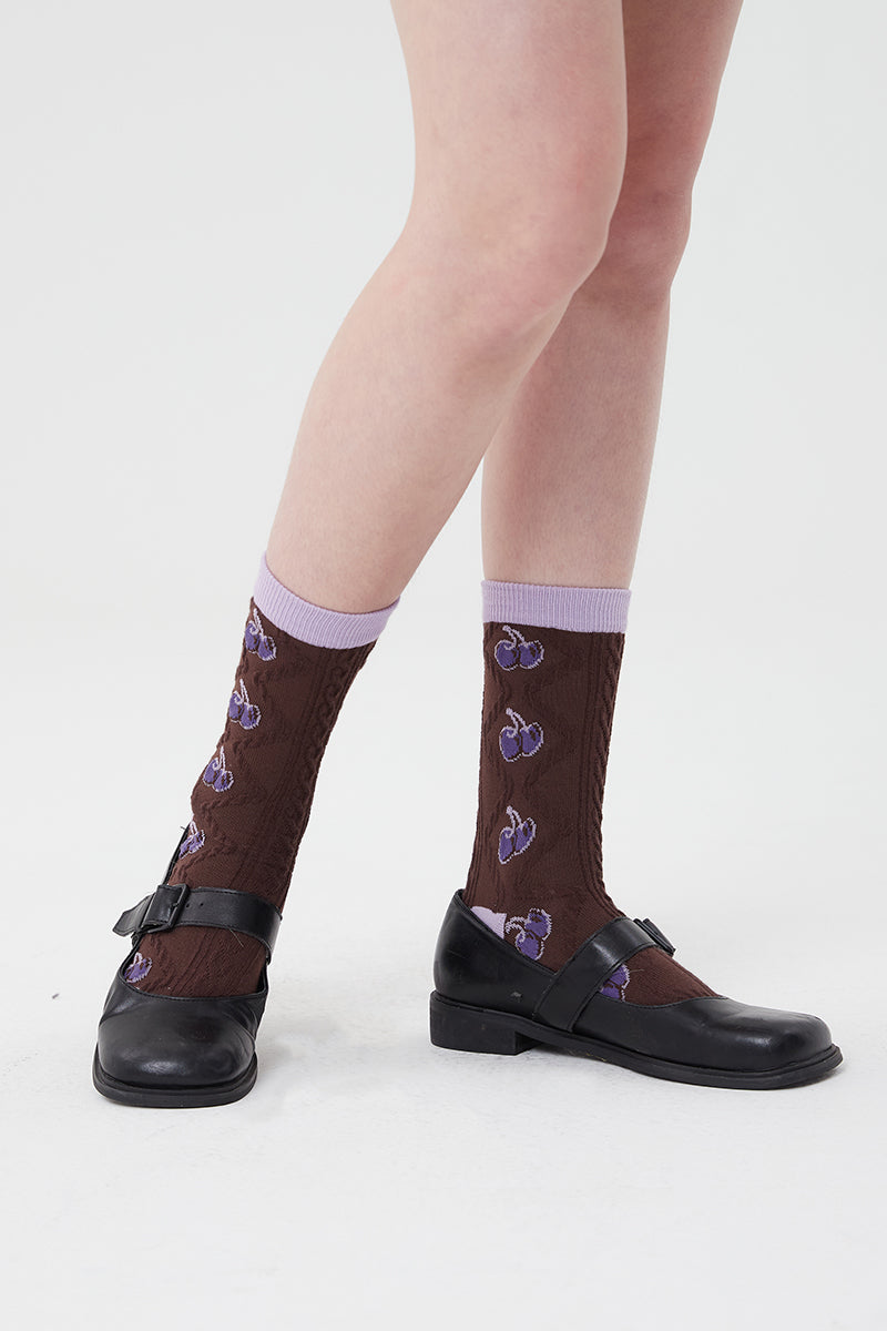 SMALL CHERRY PATTERN SOCKS SET [MULTI]