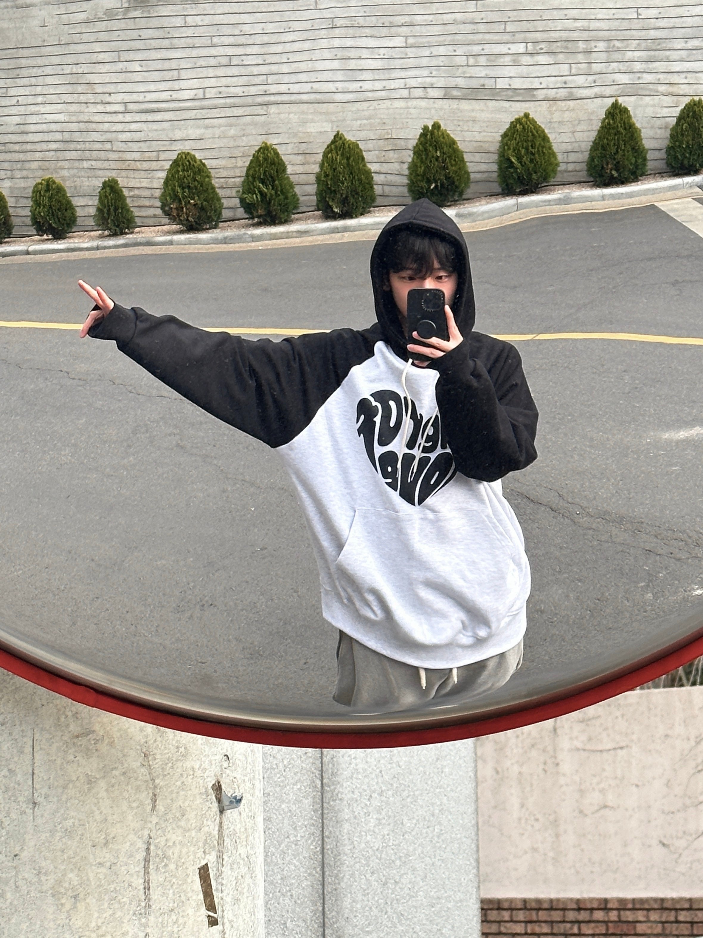 Heart raglan over hood