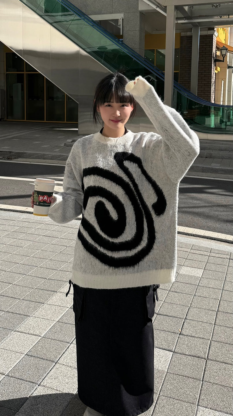 Curly graphic mohair knitwear