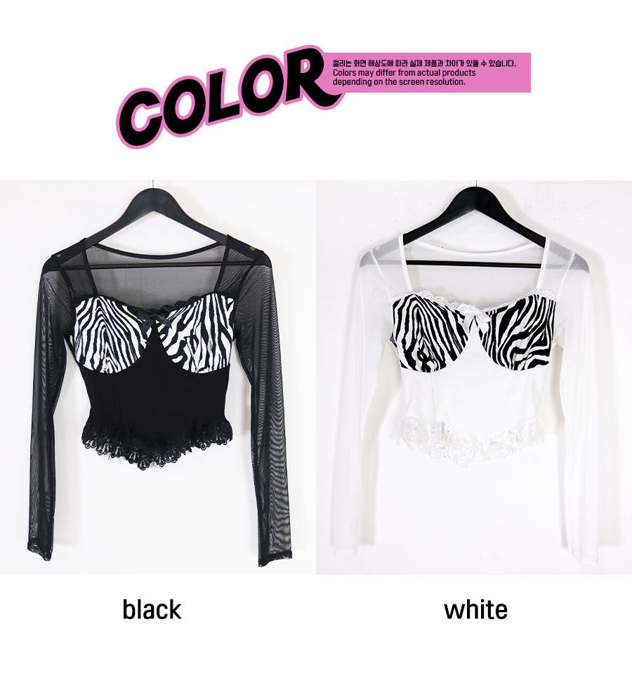 zebra lace see-through T(2color)