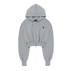 Signature crop hood zip-up - GREY